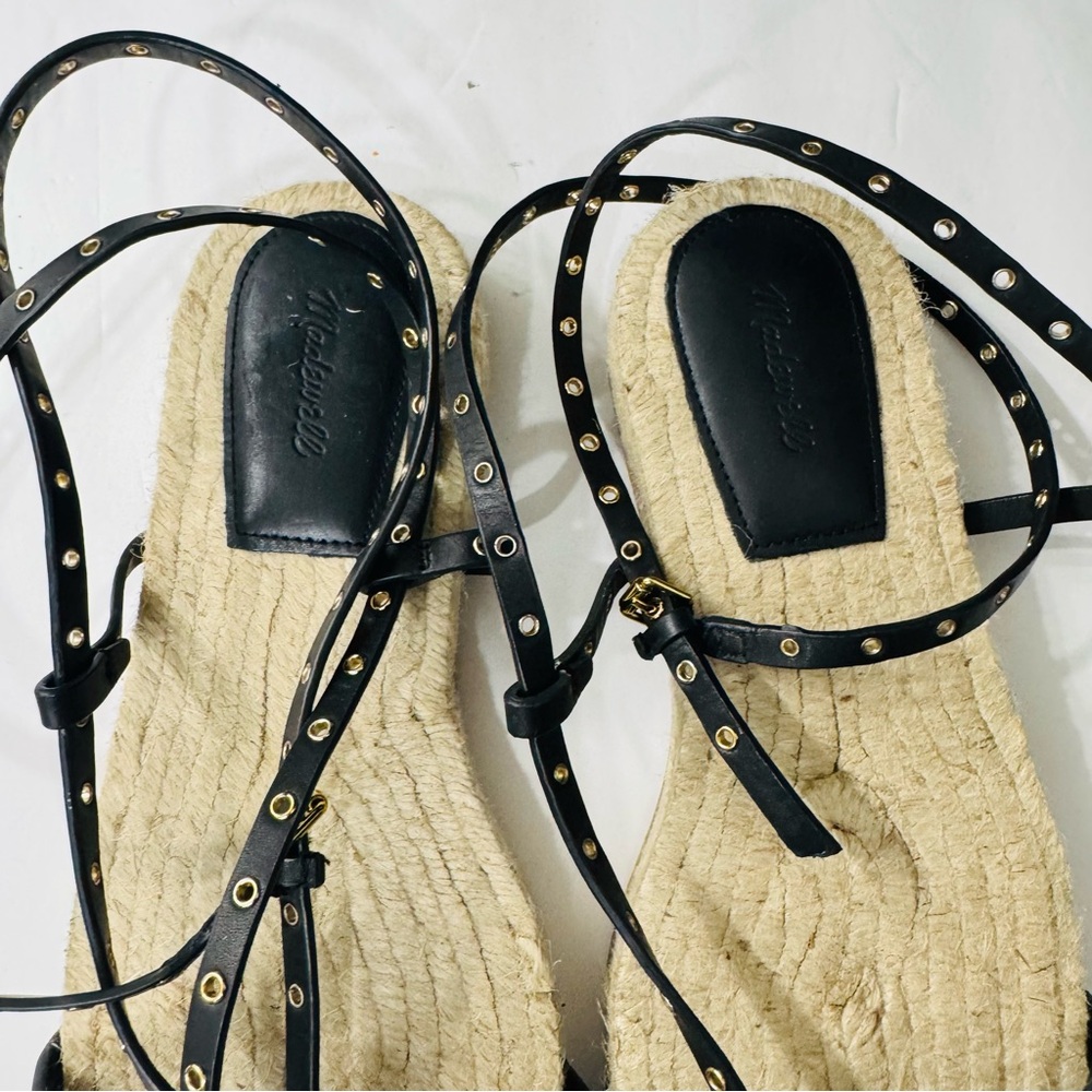 MADEWELL The Mira Espadrille Thong Sandal True Black Size 10 - Picture 8 of 14